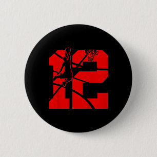 Kids 12 Year Old 12th Basketball Birthday PartyThe 6 Cm Round Badge