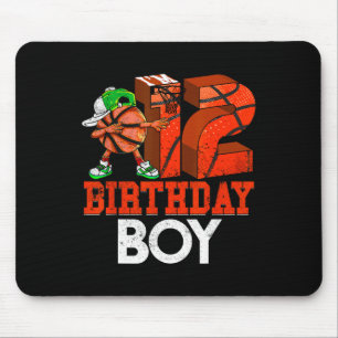Kids 12 Year Old Basketball Dabbing 12th Birthday Mouse Mat
