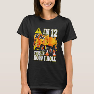 Kids 12 Year Old Birthday Concrete Mixer Truck T-Shirt
