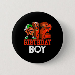 Kids 12 Year Old Bysketbyll Dabbing 12th Birthday 6 Cm Round Badge