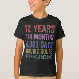 Kids 12th Birthday 12 Years of Being Awesome Gift  T-Shirt