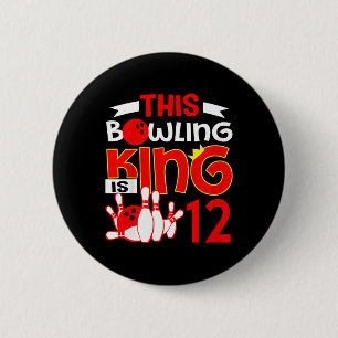 Kids 12th Birthday Graphic - This Bowling King Is 6 Cm Round Badge