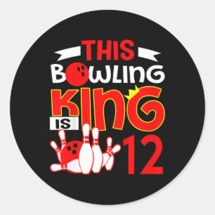 Kids 12th Birthday Graphic - This Bowling King Is Classic Round Sticker