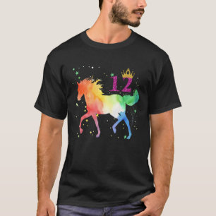 Kids 12th Birthday Horse Watercolor 12 Year Old Bo T-Shirt