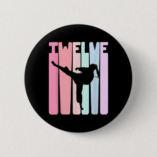 Kids 12th Birthday Retro Taekwondo Karate Girls 12 6 Cm Round Badge