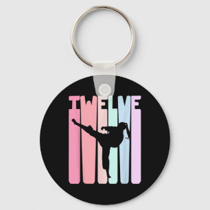 Kids 12th Birthday Retro Taekwondo Karate Girls 12 Key Ring