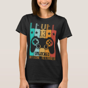 Kids 13 Year Old Level Unlocked Gaming Vintage Bir T-Shirt