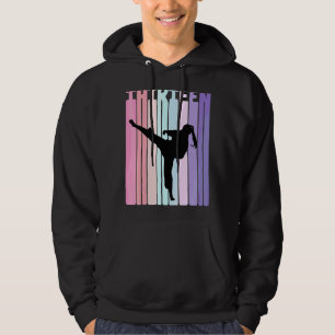Kids 13th Birthday Retro Taekwondo Karate Girls 13 Hoodie