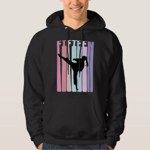 Kids 15th Birthday Retro Taekwondo Karate Girls 15 Hoodie