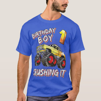 Kids 1 Year Old Birthday Boy Monster Truck 1st Bir T-Shirt
