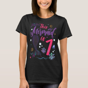 Kids 1 Year Old Mermaid Queen 1st Birthday Girl Ki T-Shirt
