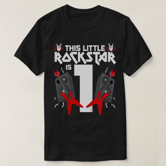 Kids 1 Year Old Rock And Roll Star Birthday Party  T-Shirt (Design Front)