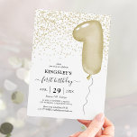 Kids 1st Balloon Birthday Invitation<br><div class="desc">Cute kids first birthday invitation featuring a simple plain white background,  gold glitter,  a modern gold watercolor number 1 balloon,  and a elegant personalised birthday template that is easy to customise.</div>