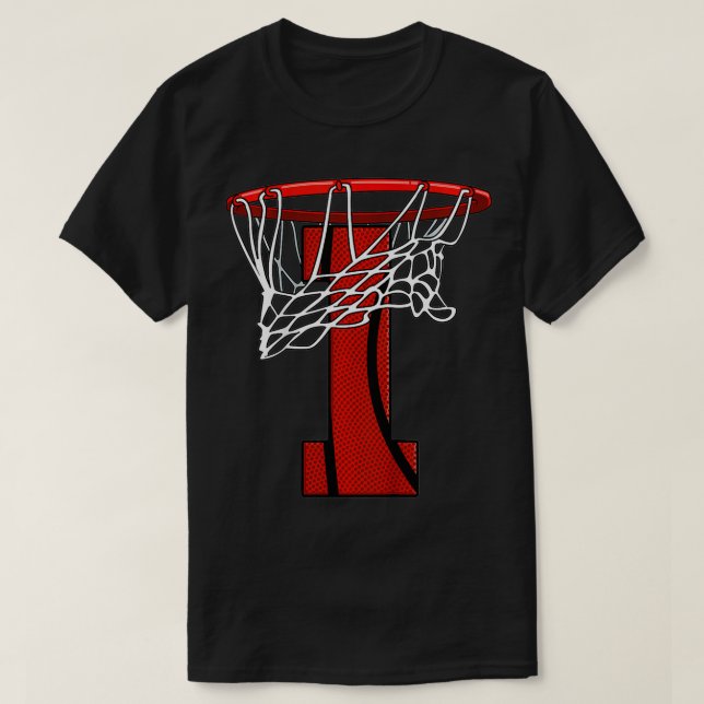 Kids 1st Basketball Birthday  Basketball and Stree T-Shirt (Design Front)