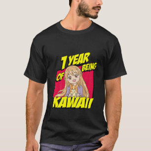 Kids 1St Birthday Anime Girl 1 Year Of Being Kawai T-Shirt