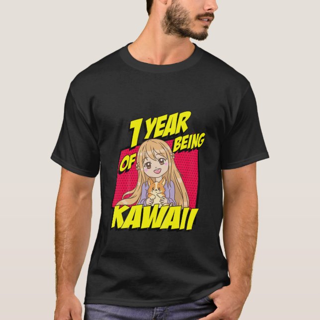Kids 1St Birthday Anime Girl 1 Year Of Being Kawai T-Shirt (Front)
