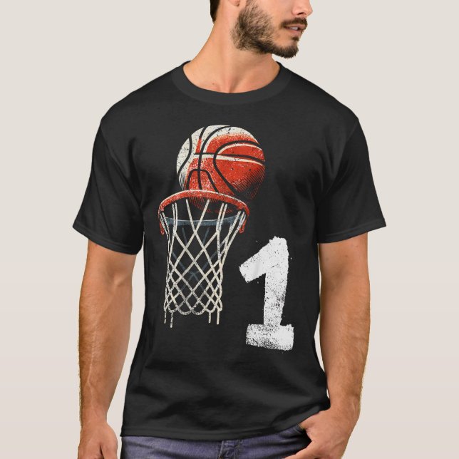 Kids 1St Birthday Basketball 1 Year Old Basketball T-Shirt (Front)