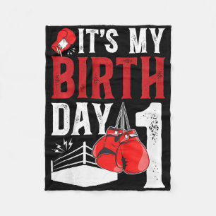 Kids 1st Birthday Boxing Boy 1 Year Old Boxer Bday Fleece Blanket