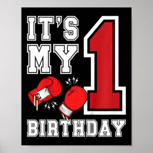 Kids 1st Birthday Boxing Boy 1 Year Old Boxer Bday Poster