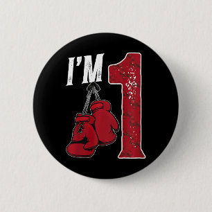 Kids 1st Birthday Boxing Boy One Year Old Boxer 6 Cm Round Badge