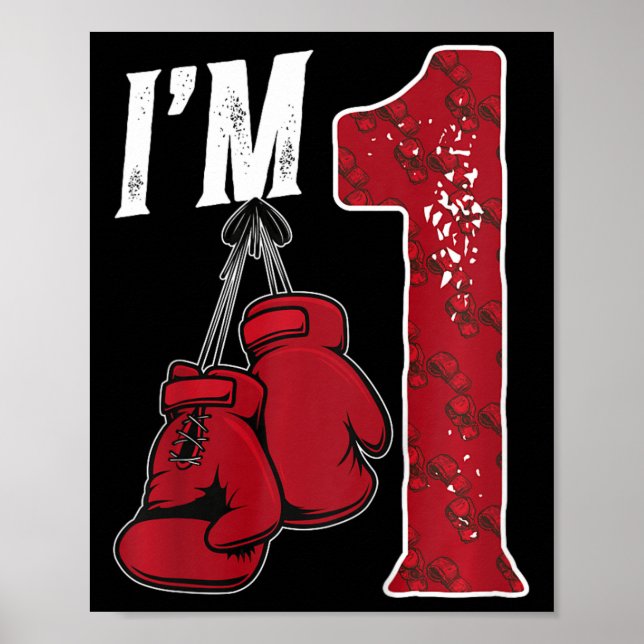 Kids 1st Birthday Boxing Boy One Year Old Boxer  Poster (Front)