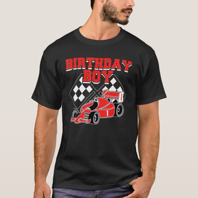 Kids 1st Birthday Boy 1 Years Old Car Racing T-Shirt (Front)