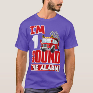 Kids 1st Birthday Boys 1 Year Fire Truck Firefight T-Shirt