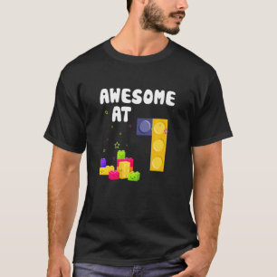 Kids 1st Birthday Building Blocks Bricks Awesome 1 T-Shirt