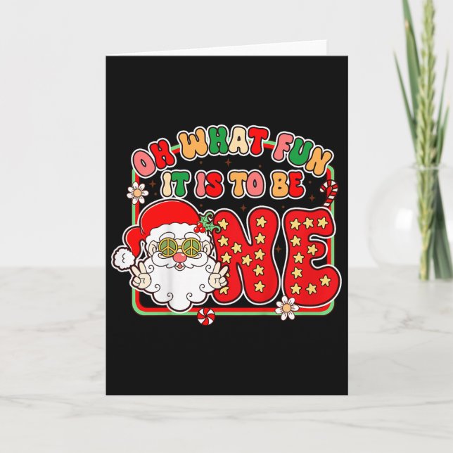 Kids 1st Birthday Christmas Vibes Oh What Fun It I Card (Front)