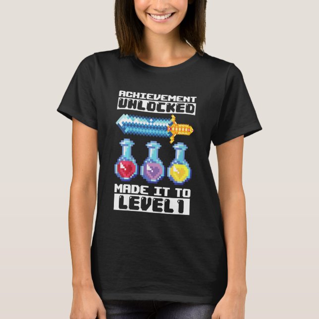 Kids 1st Birthday Gaming Pixel Art Achievement Unl T-Shirt (Front)