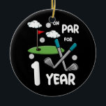 Kids 1st Birthday Golf Funny Golfer 1 Year Old Ceramic Tree Decoration<br><div class="desc">Kids 1st Birthday Golf Funny Golfer 1 Year Old Boy Girl Gift. Perfect gift for your dad,  mum,  papa,  men,  women,  friend and family members on Thanksgiving Day,  Christmas Day,  Mothers Day,  Fathers Day,  4th of July,  1776 Independant day,  Veterans Day,  Halloween Day,  Patrick's Day</div>