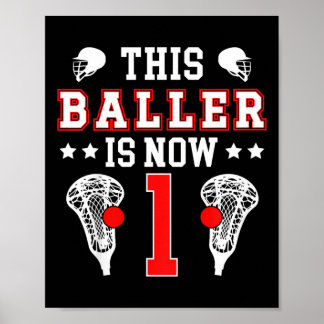Kids 1st Birthday Lacrosse One Year Old Lacrosse P Poster
