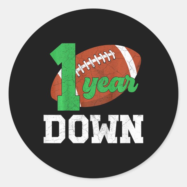 Kids 1st Birthday Party Football Boy One Year Old  Classic Round Sticker (Front)