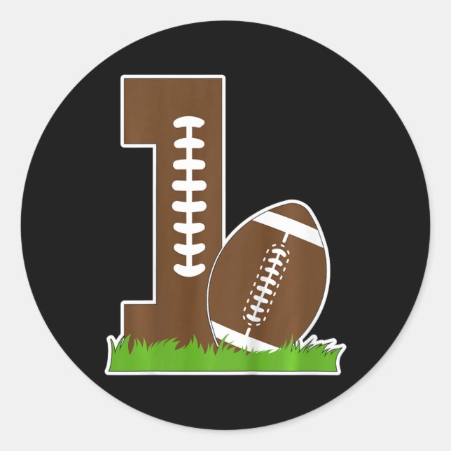 Kids 1st Birthday Party Football Boy One Year Old  Classic Round Sticker (Front)