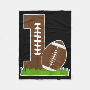 Kids 1st Birthday Party Football Boy One Year Old Fleece Blanket