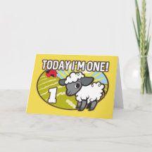Kid's 1st Birthday Today I'm One! Cute Lamb