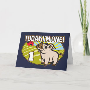 Kid's 1st Birthday Today I'm One! Cute Pig Card