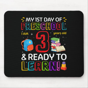 Kids 1st Day Of Preschool I'm 3 Years Old and Read Mouse Mat