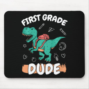 Kids 1st Grade Back To School First Grade Dude Boy Mouse Mat