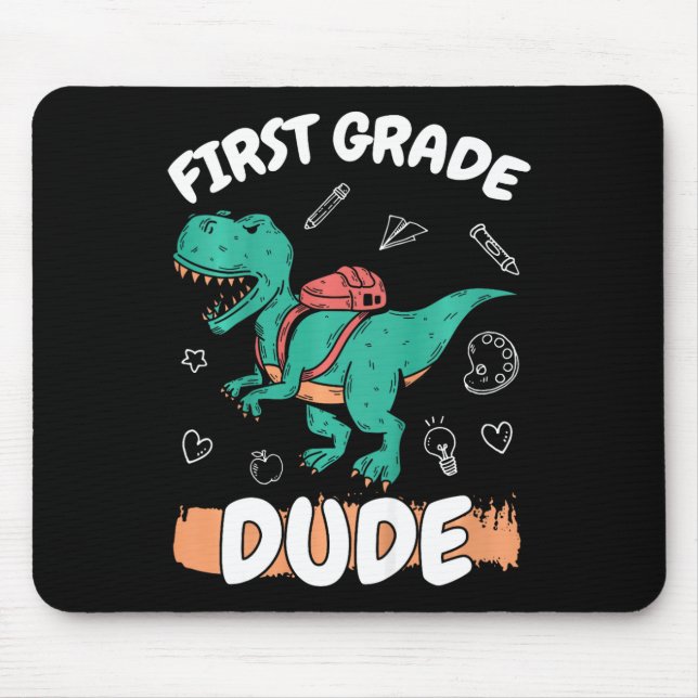 Kids 1st Grade Back To School First Grade Dude Boy Mouse Mat (Front)