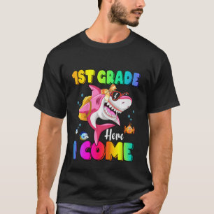 Kids 1st Grade Here I Come Shark Backpack Back To T-Shirt