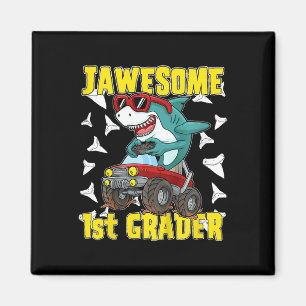 Kids 1st Grade Monster Truck Dinosaur Megalodon Sh Magnet