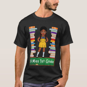 Kids 1st Grade Princess Books Back To School Black T-Shirt