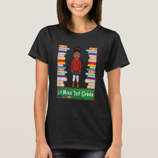 Kids 1st Grade Princess Books Back To School Black T-Shirt