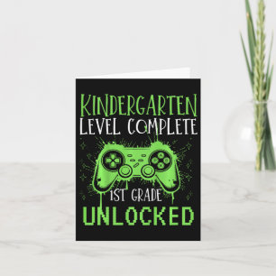 Kids 1st Grade Unlocked Gamer School Kindergarten  Card