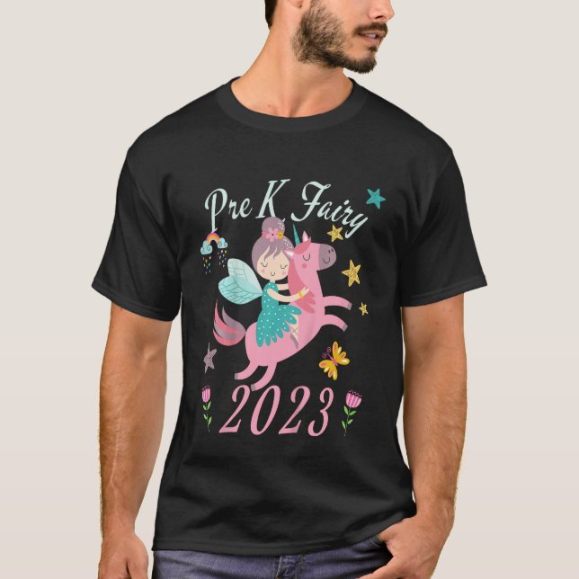 Kids 2023 Outfit Girls Fairy Happy First Day Of Pr T-Shirt (Front)