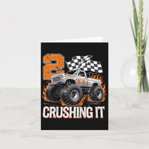 Kids 2 Crushing It Monster Truck Cool 2nd Birthday Card