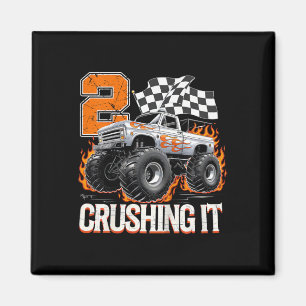 Kids 2 Crushing It Monster Truck Cool 2nd Birthday Magnet