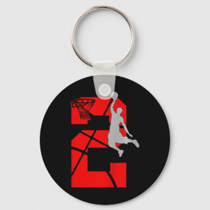 Kids 2 Year Old 2nd Basketball Birthday PartyTheme Key Ring