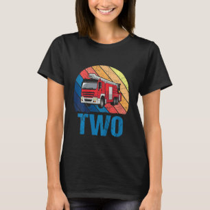 Kids 2 Year Old 2nd Birthday Boy Firefighter Fire T-Shirt